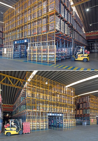 Le système de stockage Pallet Shuttle peut être associé à un système de picking dynamique au niveau du sol pour les opérateurs